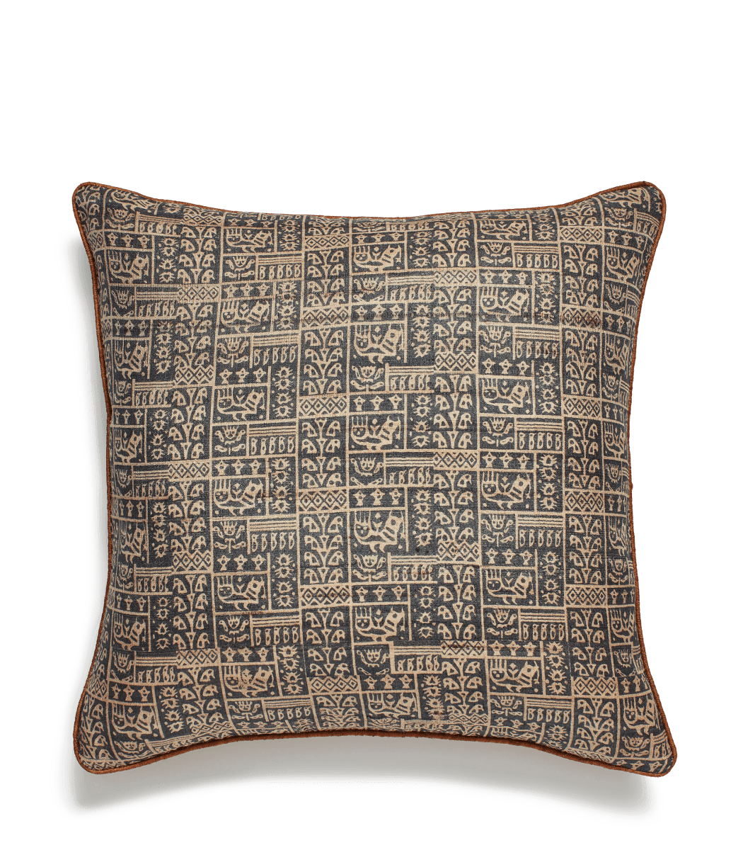 Grassetto Symbols Cushion Cover – Indigo/Ochre