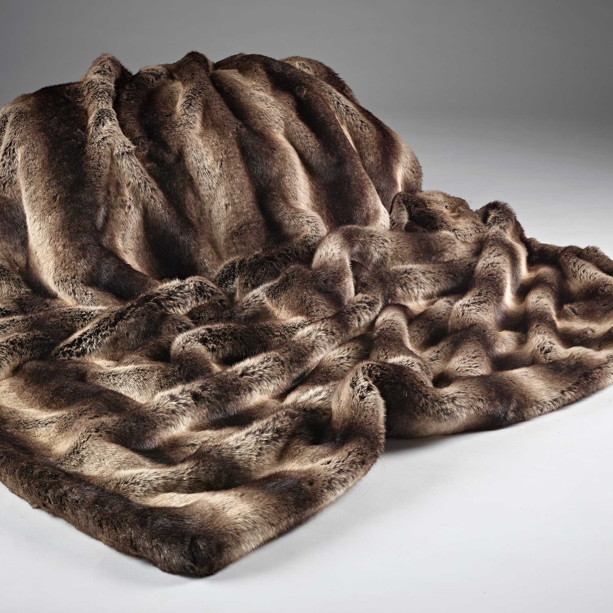 Dark Brown Alaska Faux Fur Throw