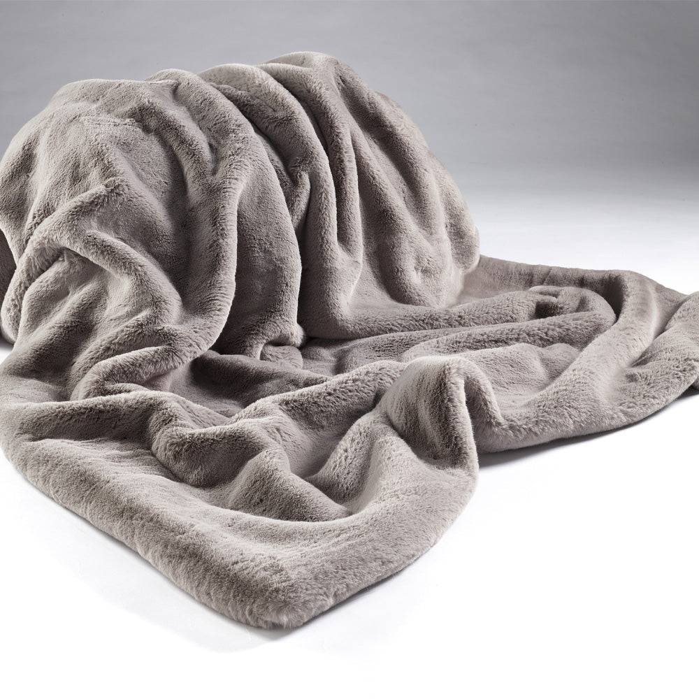 Soft Grey Faux Fur Throw