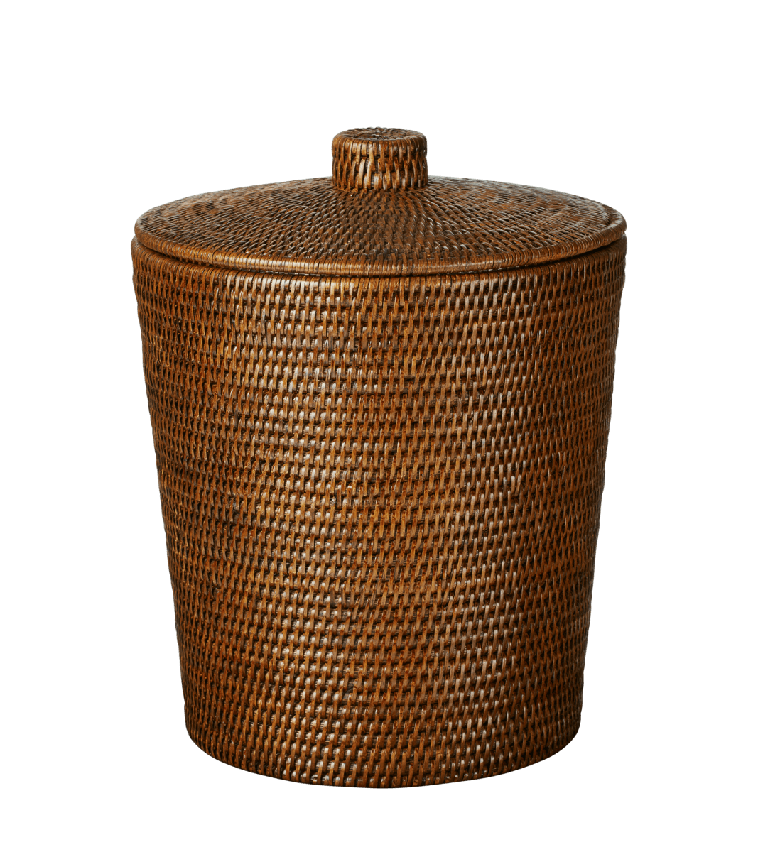 Lined Rattan Basket with Lid – Brown