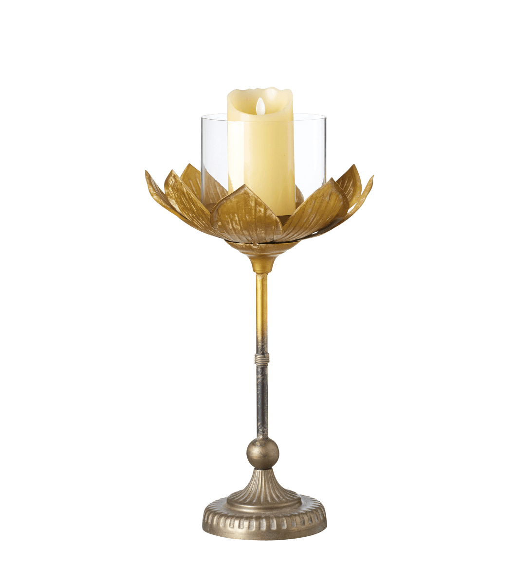 Large Lotus Candle Holder – Gold