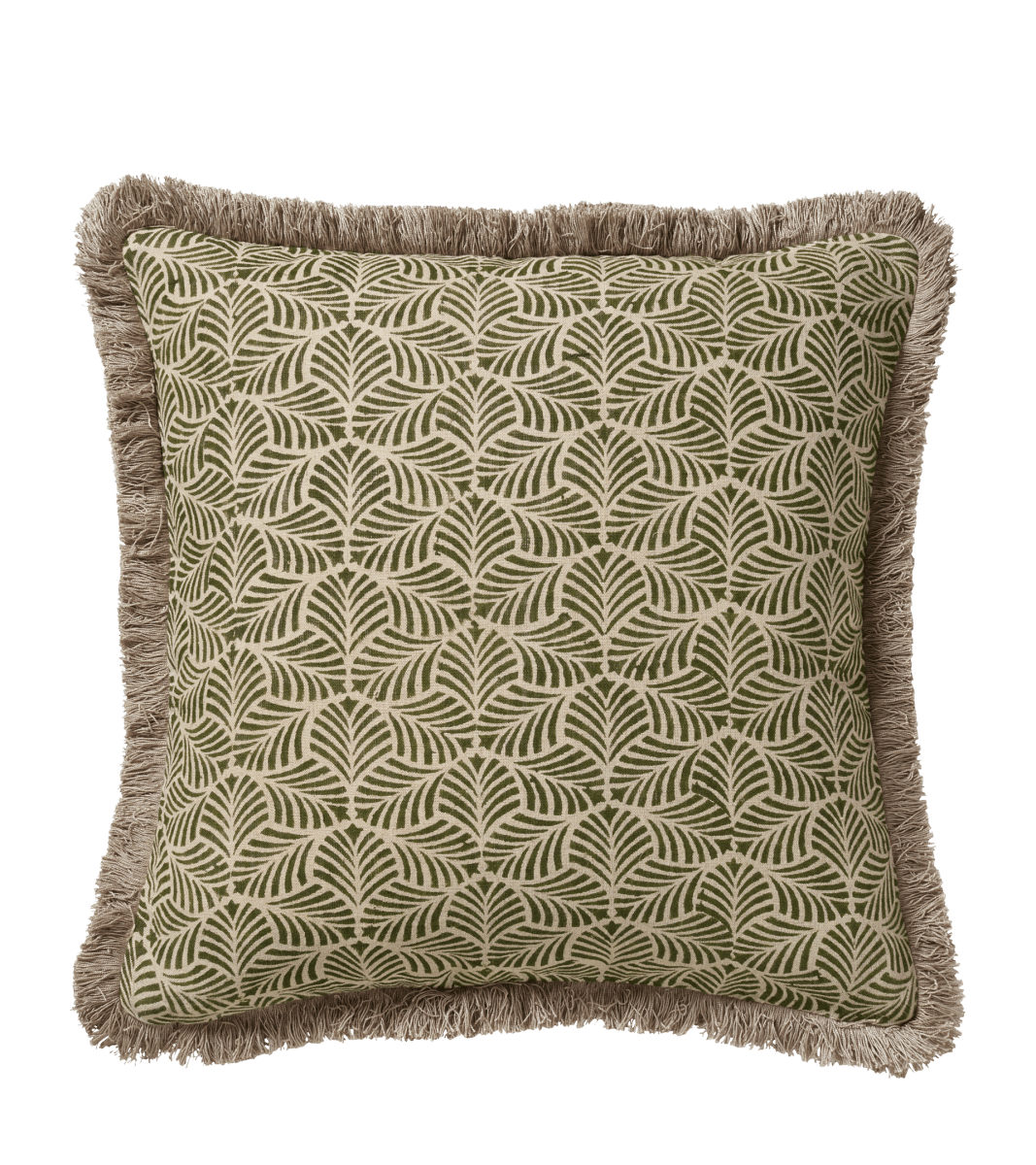 Nostell Leaves Cushion Cover – Seaweed Green