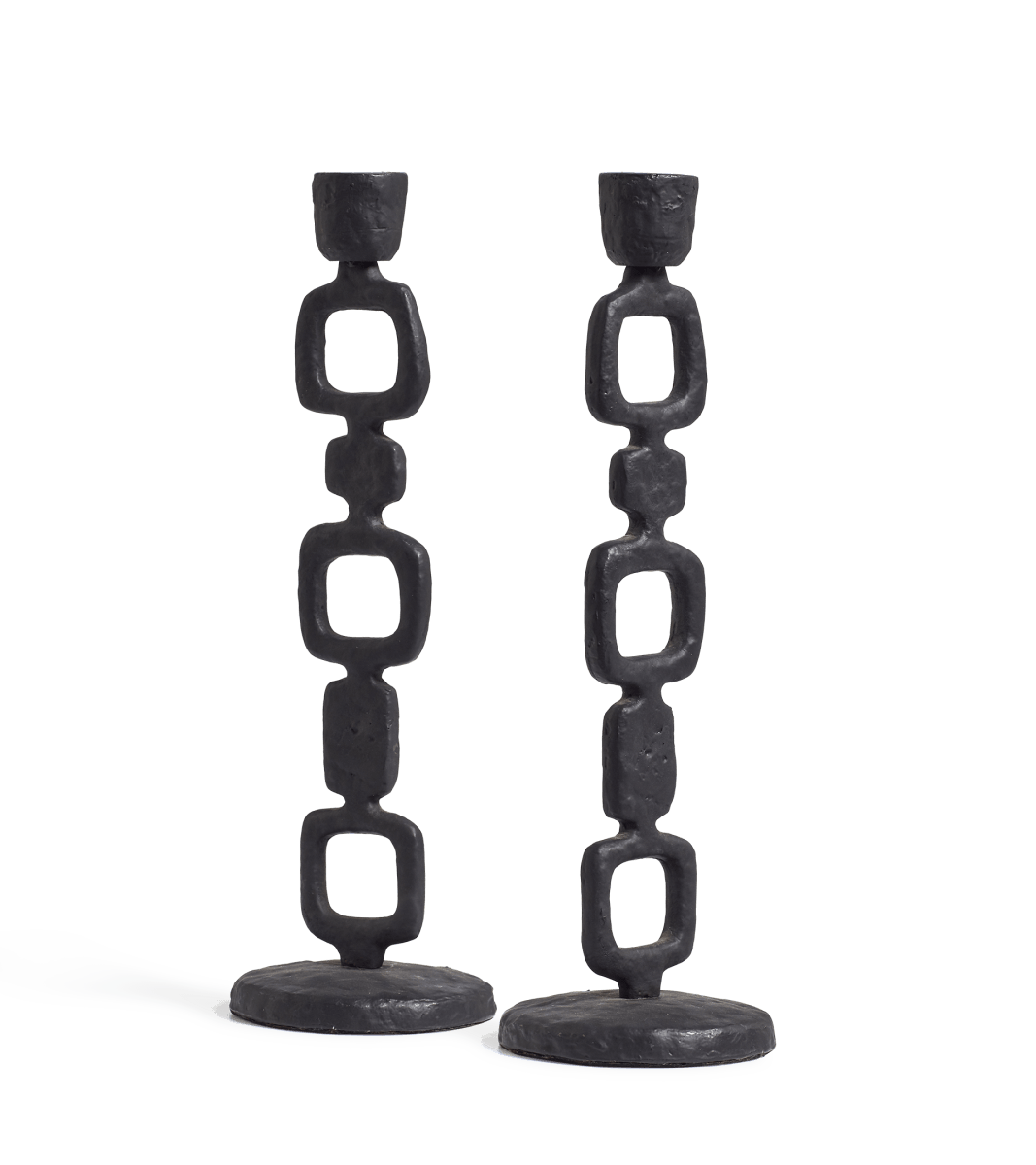 Pair of Coropuna Candle Holders – Metallic Black