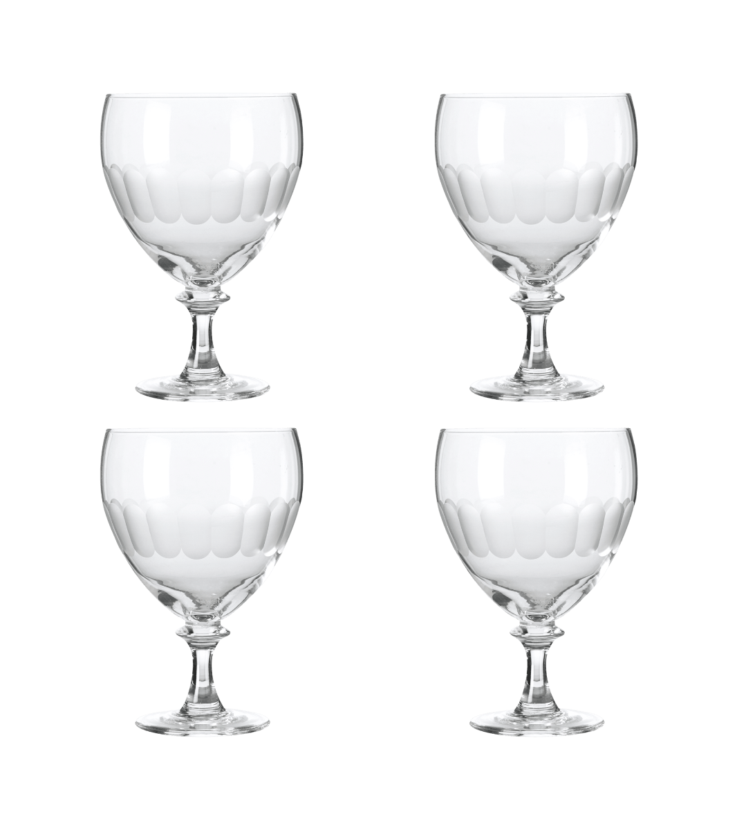 Set of Four Large Ranelagh Wine Goblets – Clear