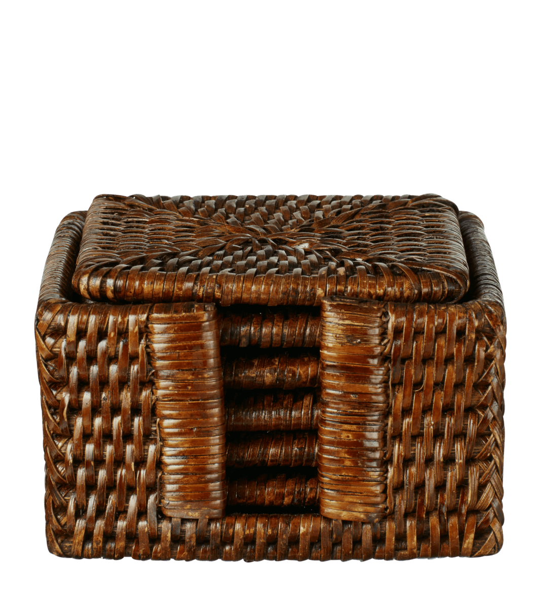 Set of Six Rattan Coasters – Brown