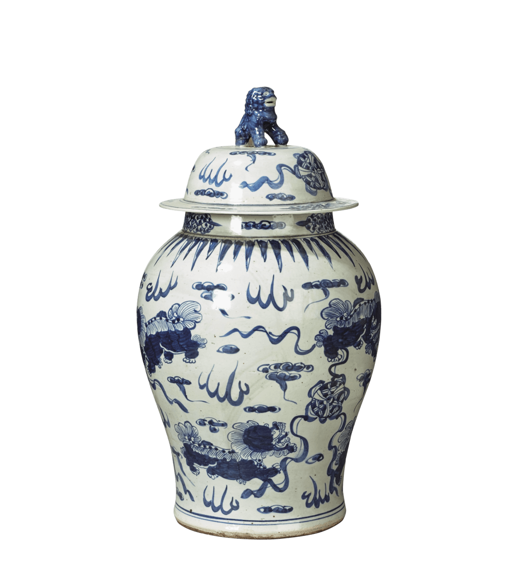 Shenlong Lidded Jar – White/Blue