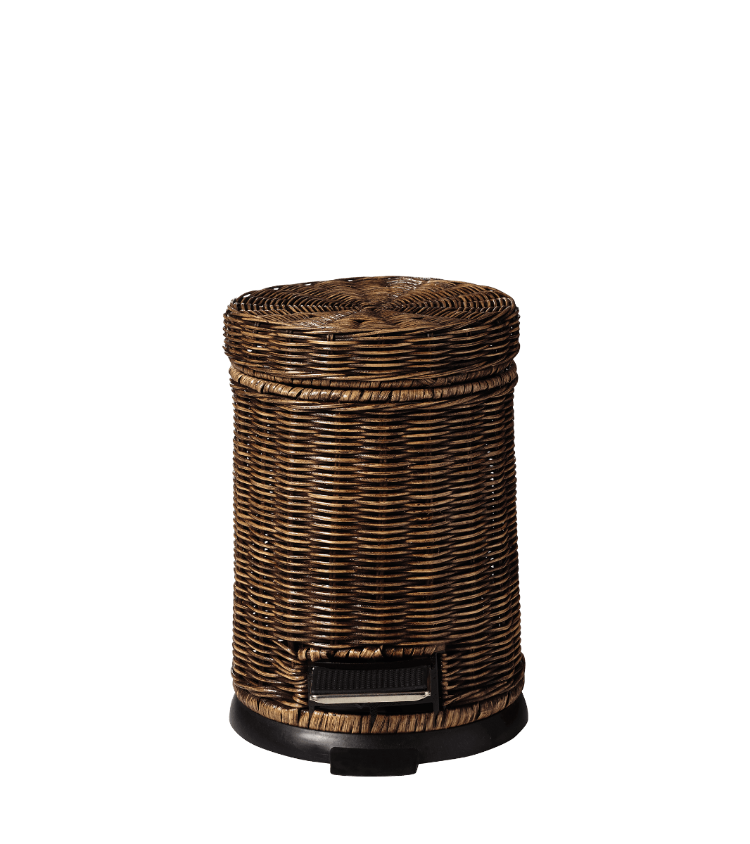 Short Stash Rattan Pedal Wastepaper Bin – Brown