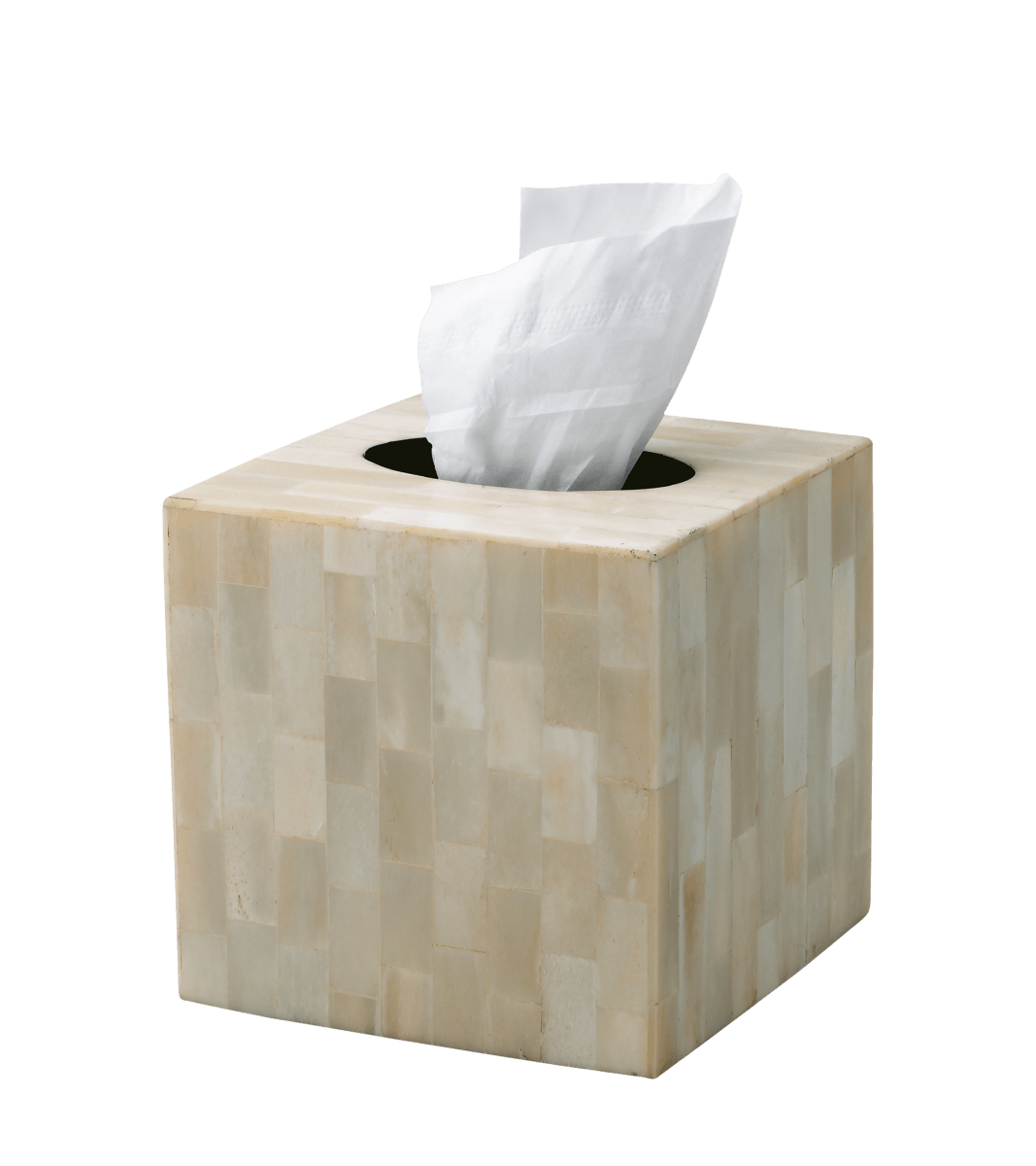 Square Tissue Box Cover – Bone