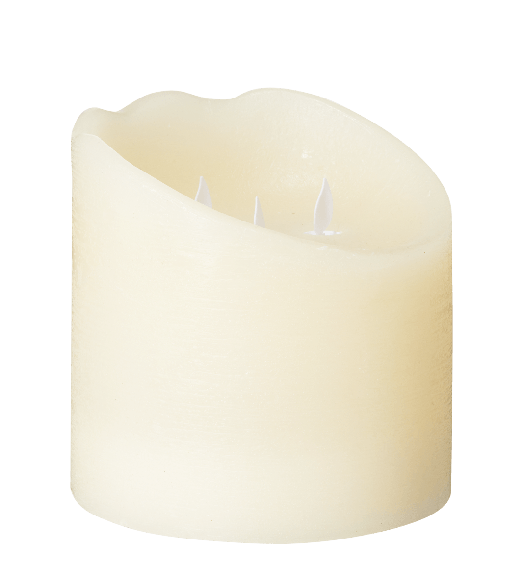 Medium Wide Natural Glow Pillar LED Candle – Ivory